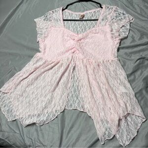 Pink Lace Sheer Top